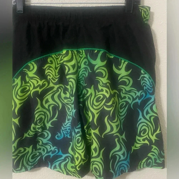 Men’s Vintage Nike Board Swim Shorts Black Neon Green Size L Fits Medium - Picture 4 of 5